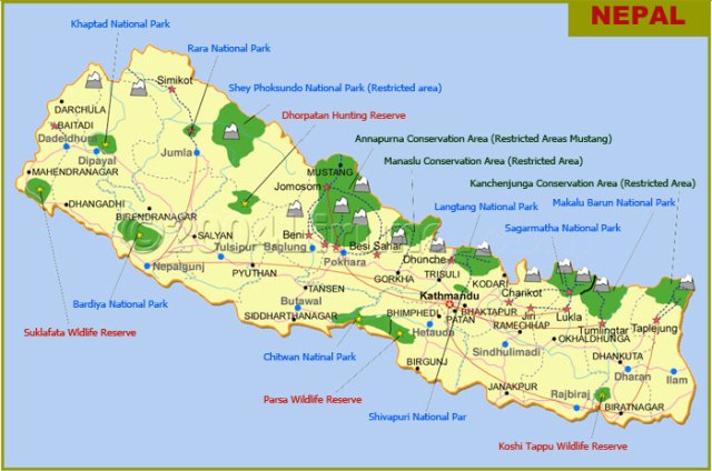 National Parks Worldwide Map of Nepal